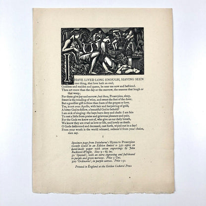 Golden Cockerel Press specimen sheet Dorothea Braby / John Buckland-Wright