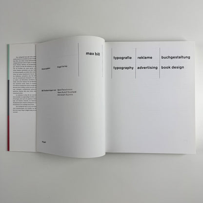 Max Bill. Typography, advertising, book design | Niggli, 1999 hardback