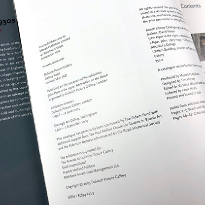 John Piper in the 1930s – Abstractions on the Beach  by David Fraser Jenkins and Frances Spalding | Dulwich Picture Gallery, 2003