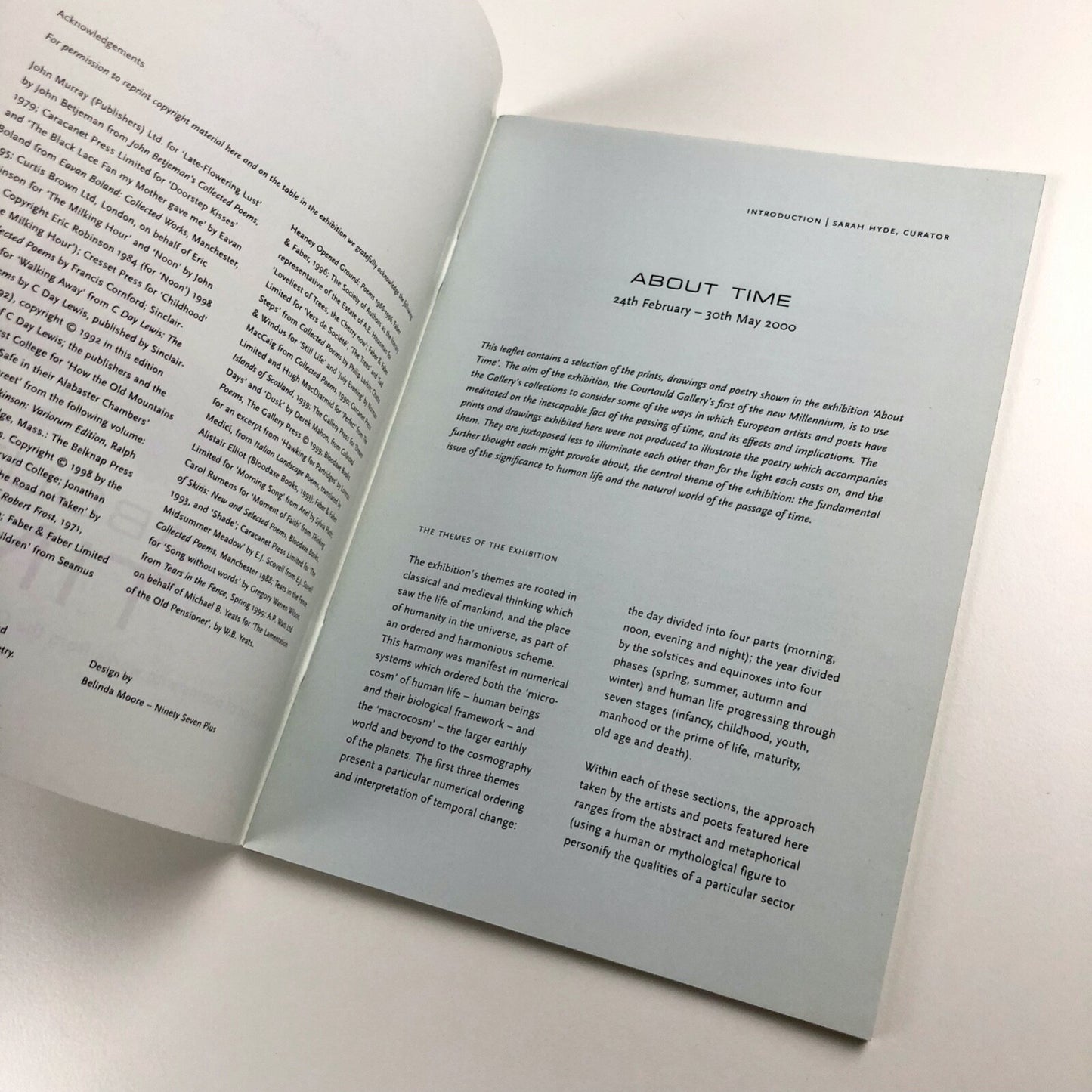 About Time – a selection of poems with works from the Courtauld's collections, | Exhibition guide, 2000