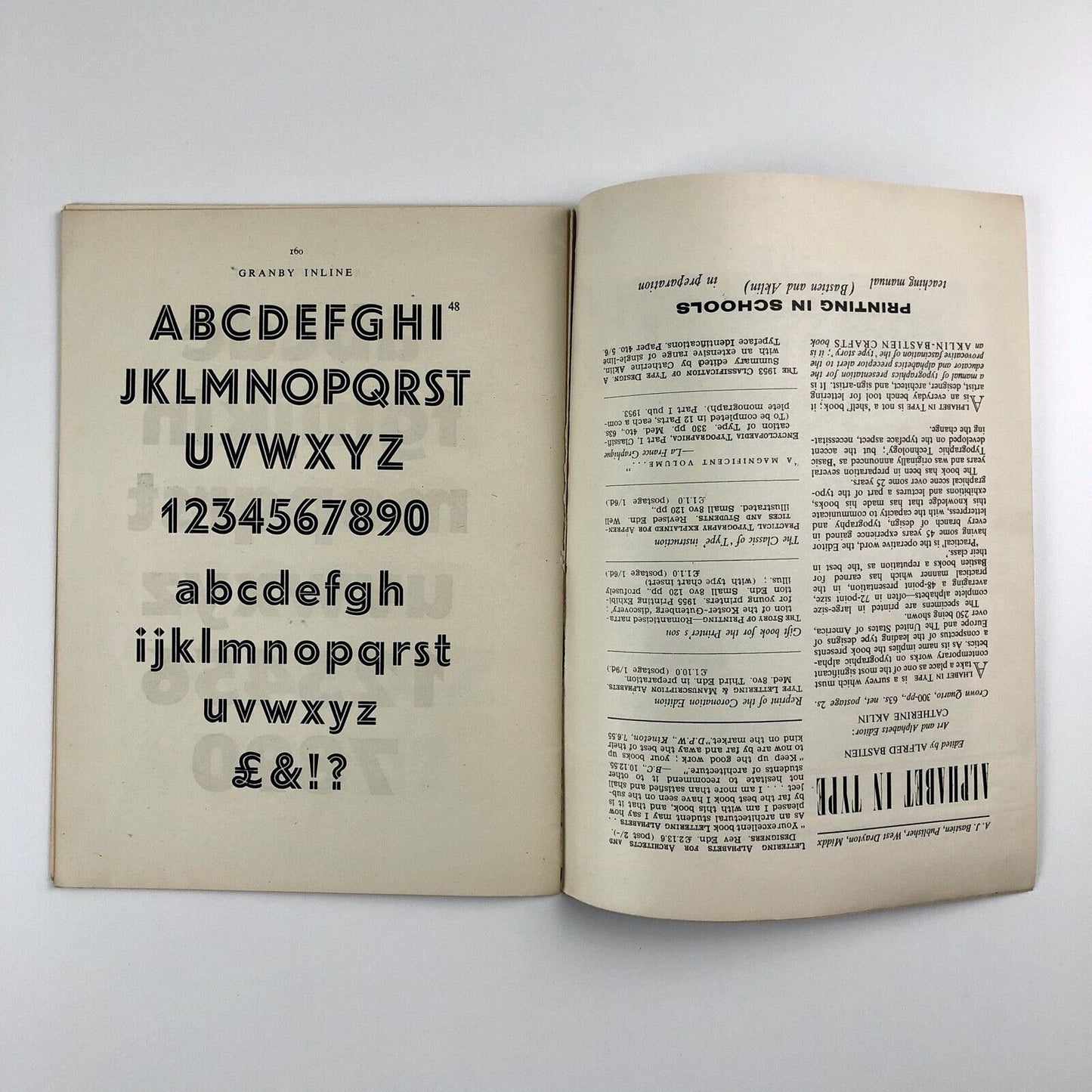 Alphabet in Type LCC type specimen booklet | Whitechapel Art Gallery, 1958