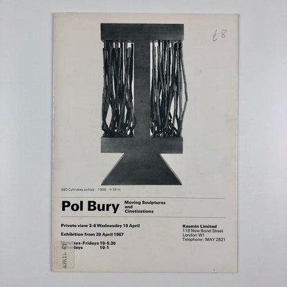 Fold-out card for Pol Bury Moving Sculptures and Cinetizations | Kasmin Ltd, 1967 [kinetic art]