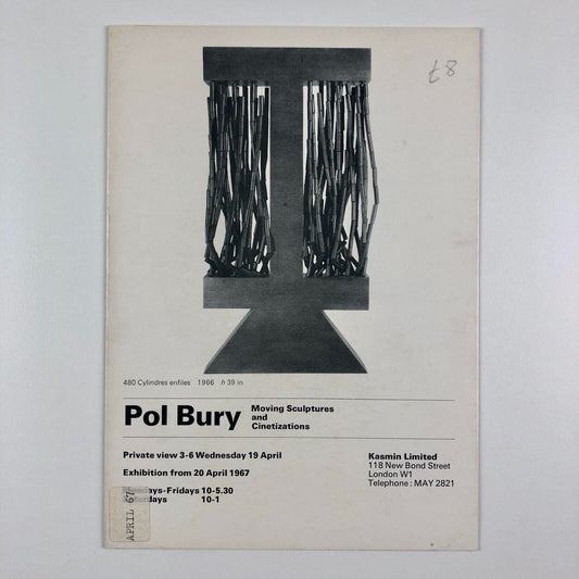 Fold-out card for Pol Bury Moving Sculptures and Cinetizations | Kasmin Ltd, 1967 [kinetic art]