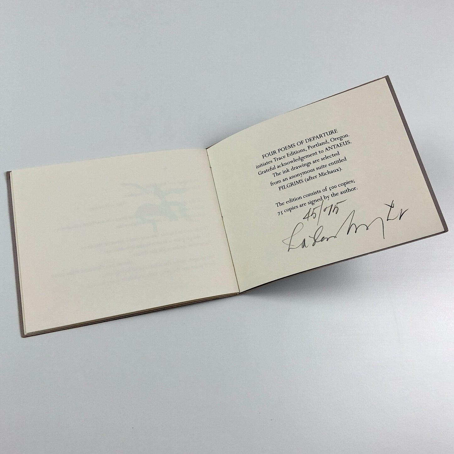 Four Poems of Departure by Charles Wright | Trace Editions, Portland, 1983