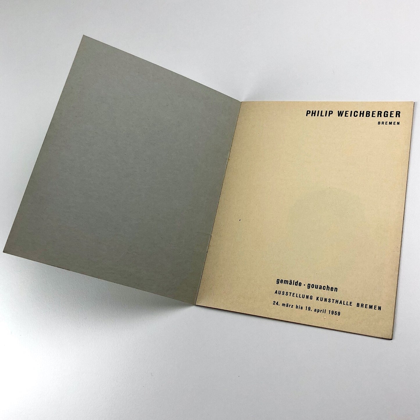 Philip [Philipp] Weichberger. Gemälde, Gouachen | Kunsthalle Bremen exhibition catalogue, 1959