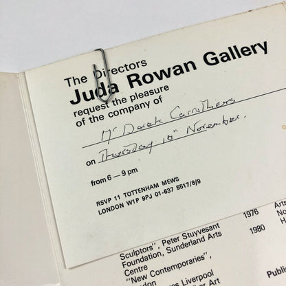 Richard Kidd – Work done in New York 1982-1983 | Juda Rowan Gallery | Folded card and invitation, 1983