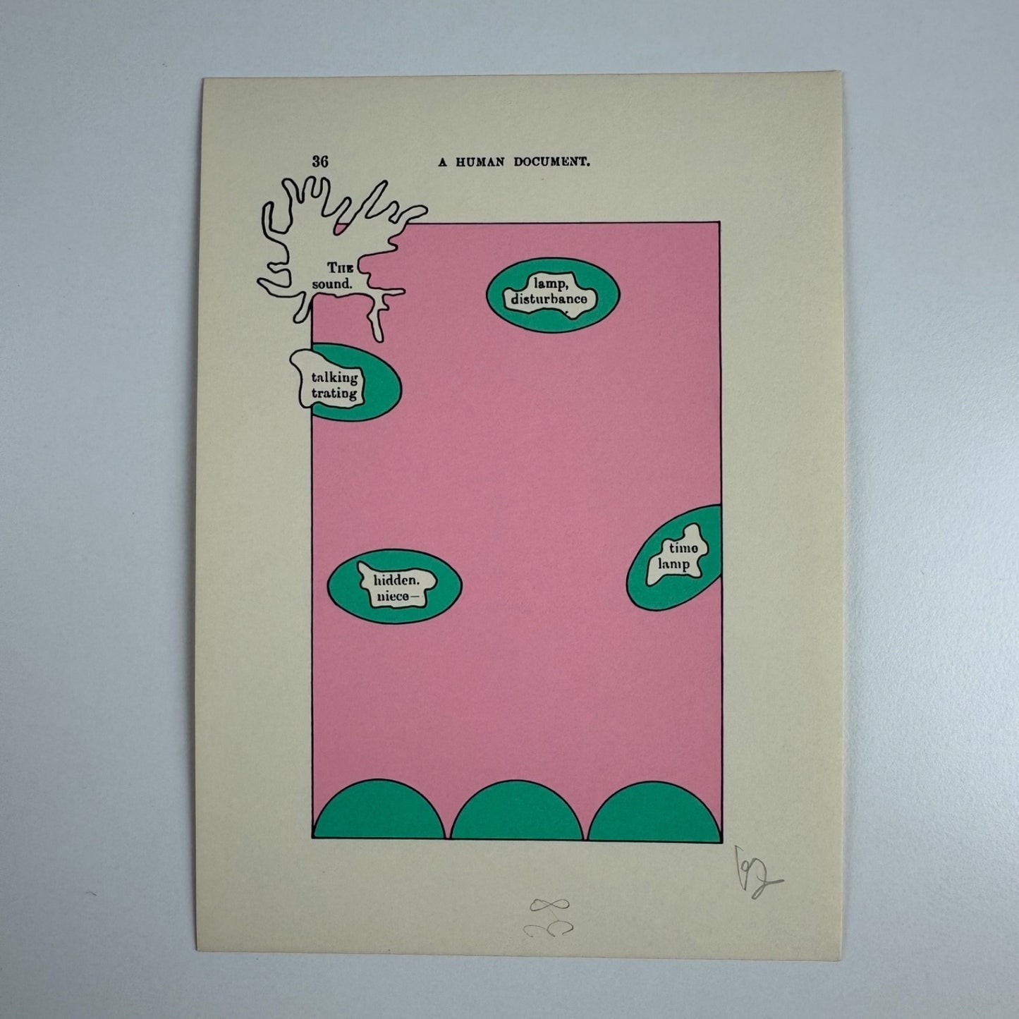 A Humument page 36 'THE sound.' by Tom Phillips | The Tetrad Press, 1970