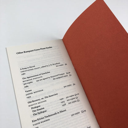 Rampant Lions Press – Books designed and printed by Will and Sebastian Carter, 1978