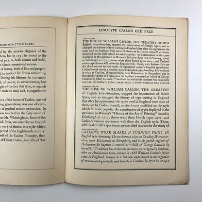 Linotype Caslon Old Face Series specimen booklet | Linotype & Machinery, 1930