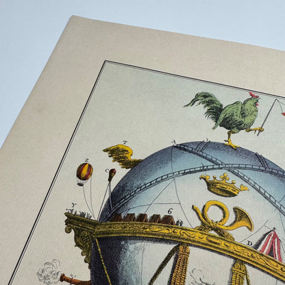 Coloured print of La Minerve Vaisseau Aérien destiné aux Découvertes 1803, Aerial Press 1956