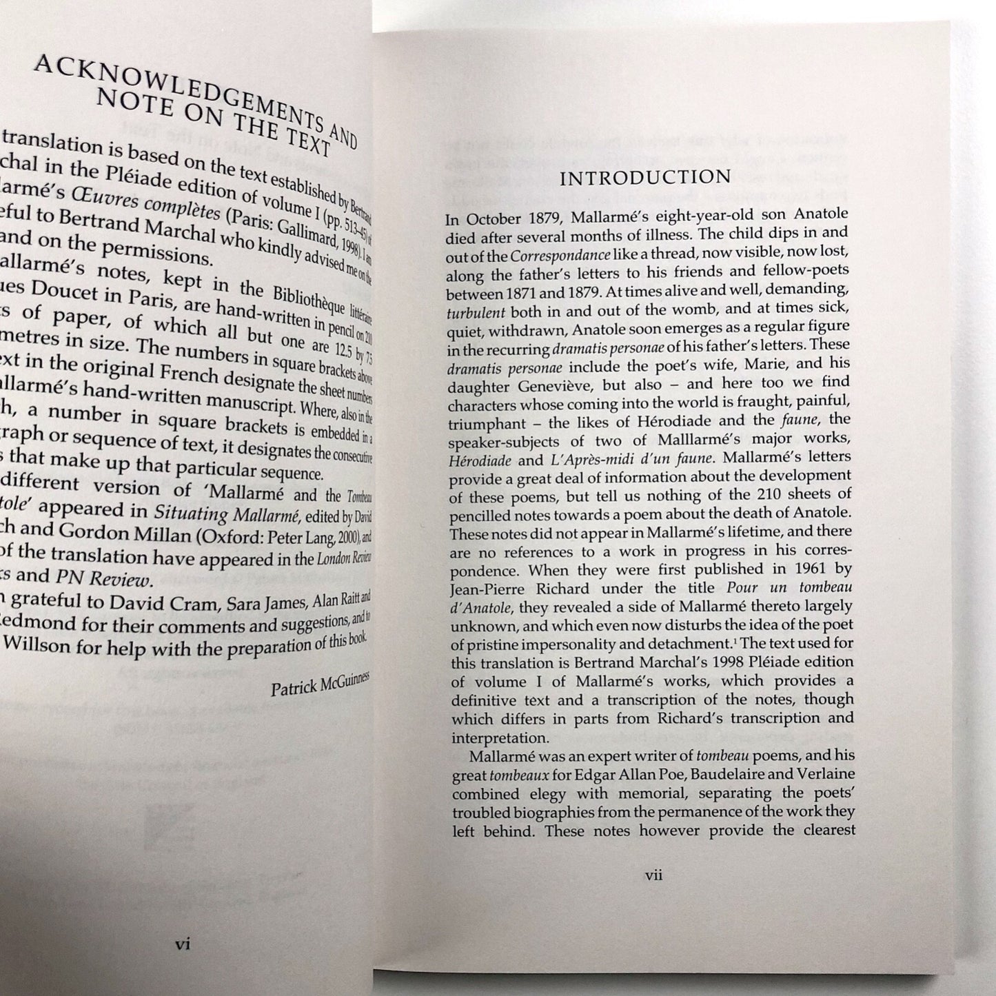 Stéphane Mallarmé – For Anatole's Tomb intro Patrick McGuinness 2003