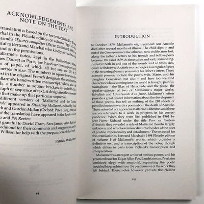 Stéphane Mallarmé – For Anatole's Tomb intro Patrick McGuinness 2003