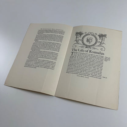 Specimen page for North’s Plutarch | Shakespeare Head Press | Stamp for Henry Young &amp; Songs Ltd booksellers Liverpool