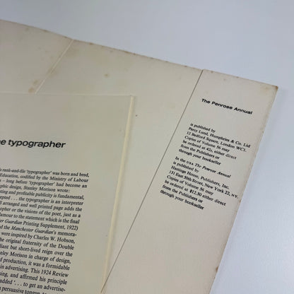 Variations on the typographer by Linda René-Martin Penrose Annual offprint 1962 signed by author