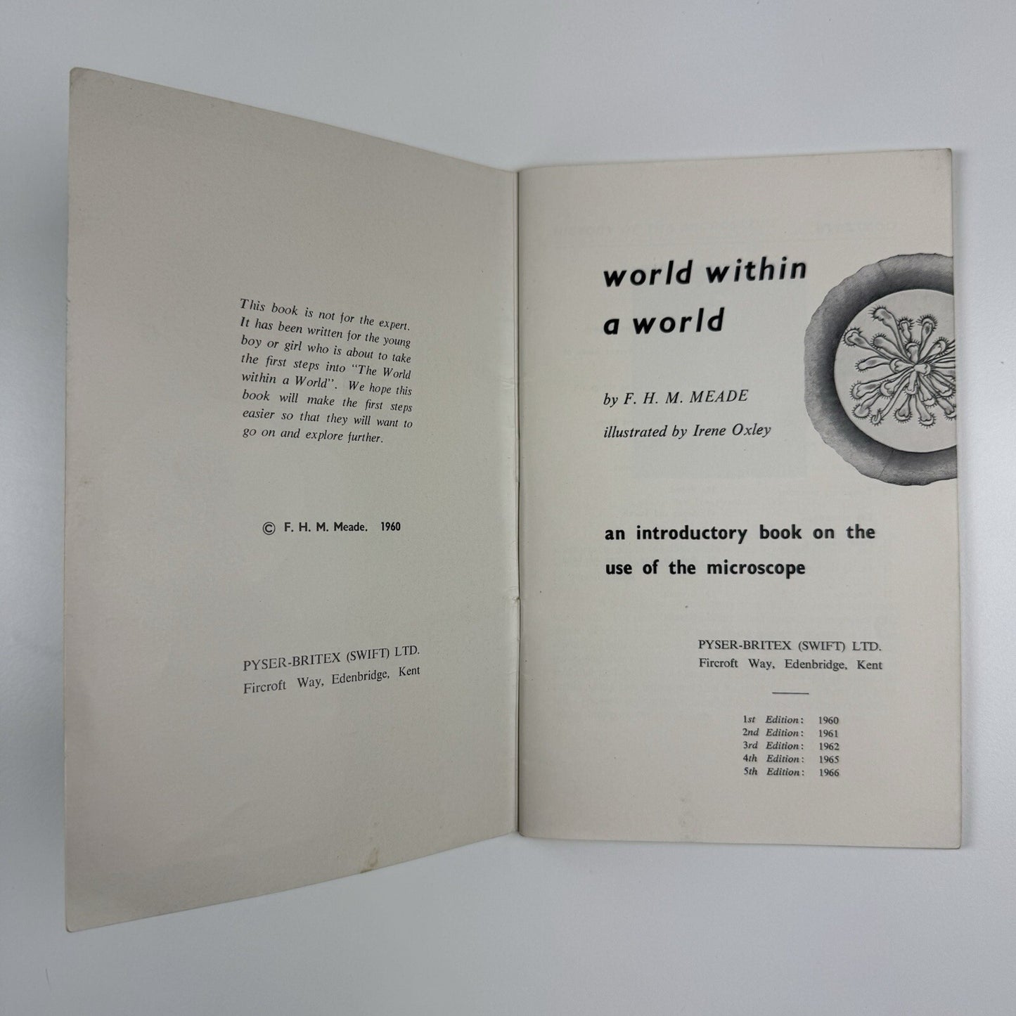 World within a world by F.H.M. Meade – an introductory book on the use of microscope | Pyser Britex 1966