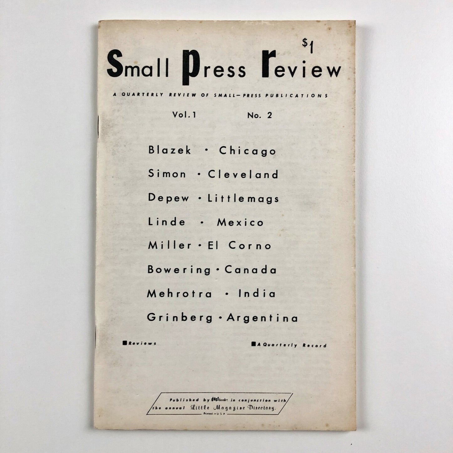 Small Press Review magazine – Vol. 1. No. 2 Fall, 1967