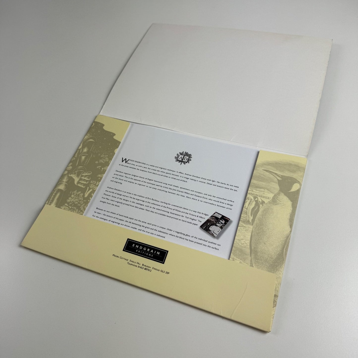 Folder promoting Andrew Davidson wood-engravings for Endgrain Editions 1997
