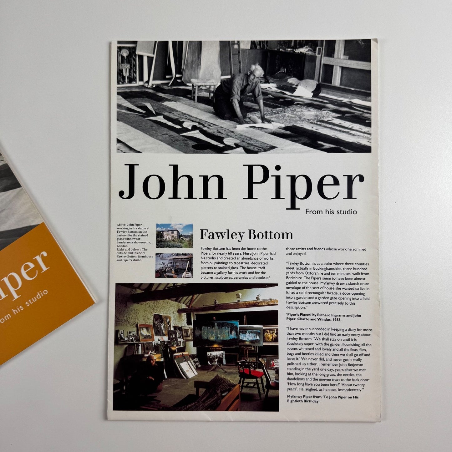 John Piper from his studio | Berkeley Square Gallery, 1994 + poster