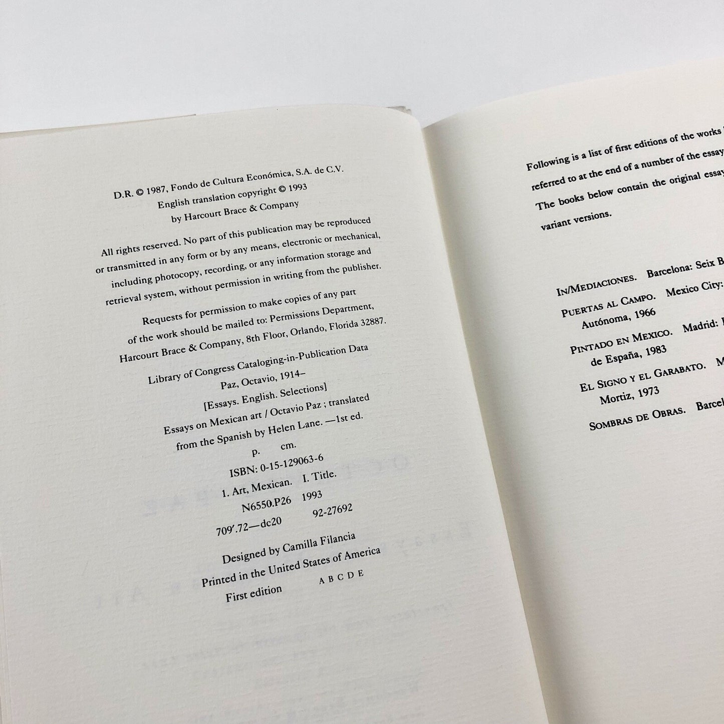 Essays on Mexican Art by Octavio Paz | Fondo de Cultura Económica, 1987