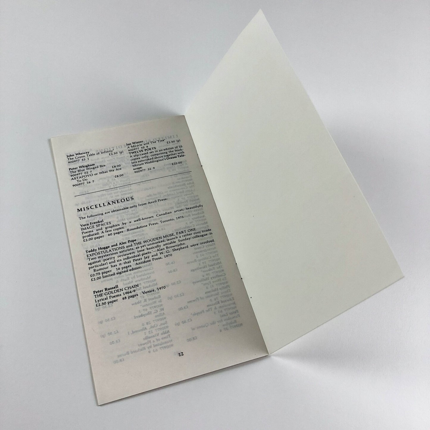 Three Anvil Press Poetry leaflets – 1967-1982