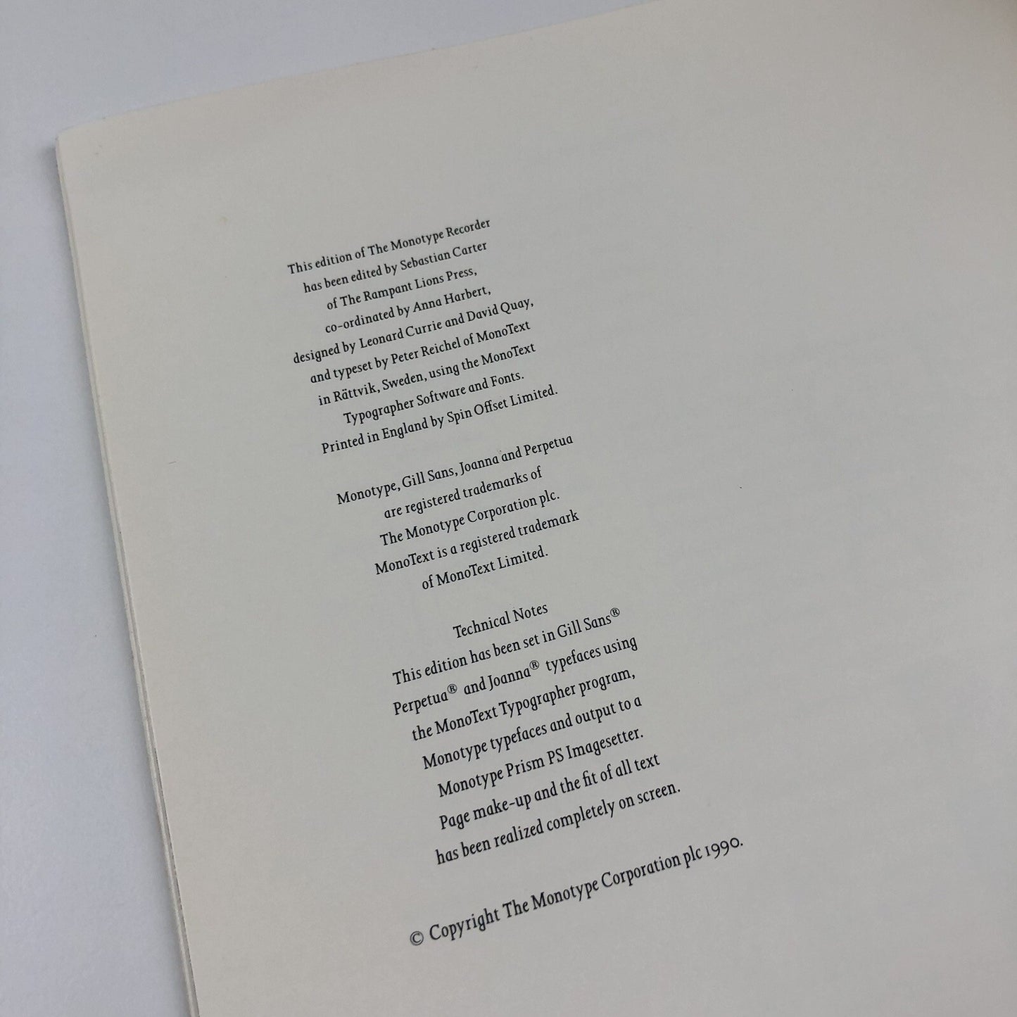 The Monotype Recorder: Eric Gill | The Continuing Tradition | Autumn 1990, No 8