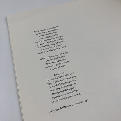The Monotype Recorder: Eric Gill | The Continuing Tradition | Autumn 1990, No 8