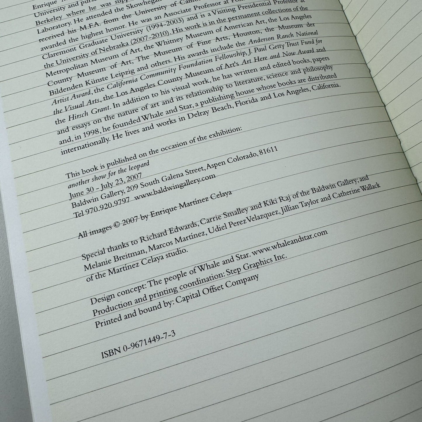 Enrique Martínez Celaya: Another Show for the Leopard Baldwin Gallery | 2007 exhibition catalogue