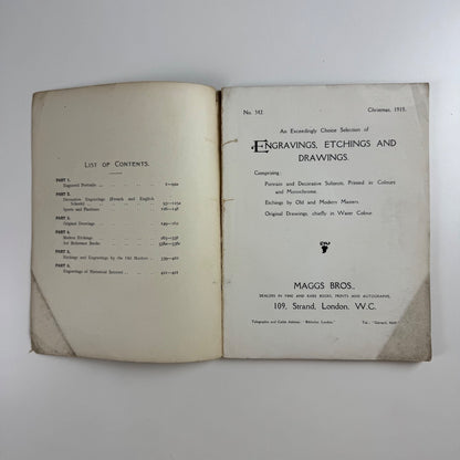 Engravings Etchings & Drawings No 342 Christmas 1915. Maggs Bros London