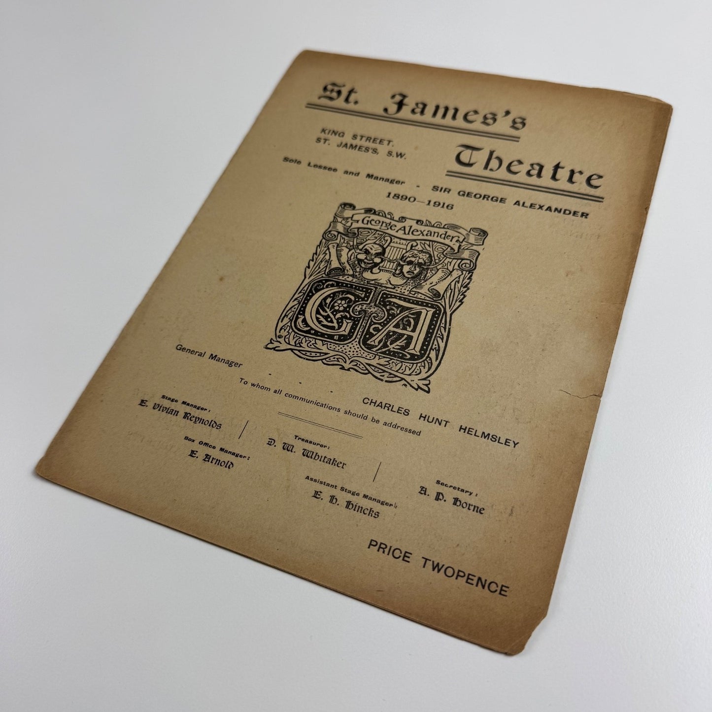 St James's Theatre The Basker | Manager, Sir George Alexander c. 1916