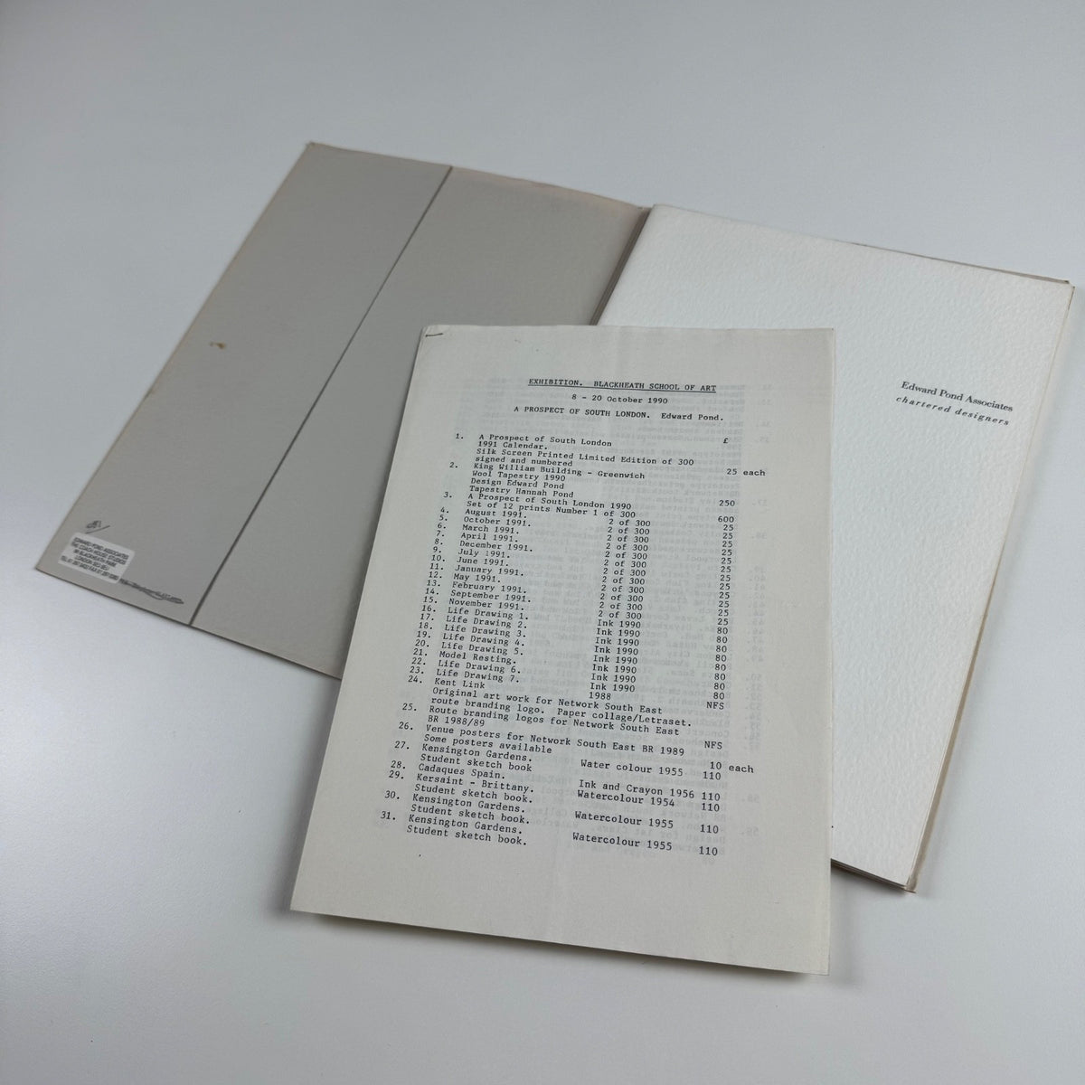 Edward Pond Associates folder of work & exhibition Blackheath School of Art 1990