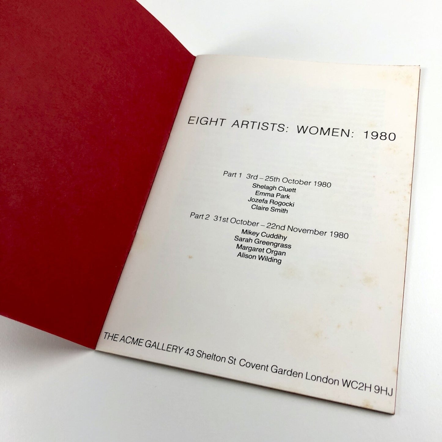 Eight Artists – Women: 1980 | The Acme Gallery London, catalogue