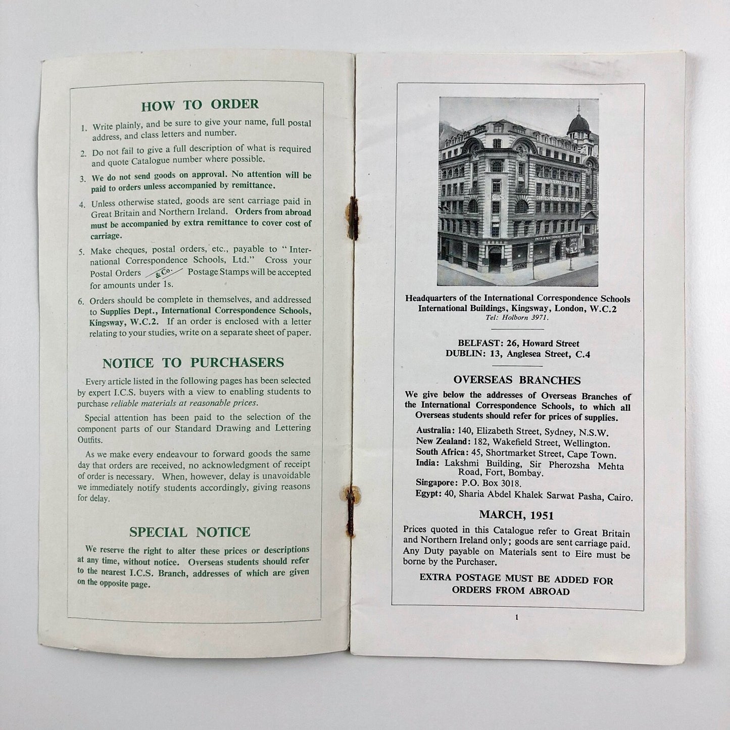 International Correspondence School (ICS) | Catalogue of Technical Supplies, 1952