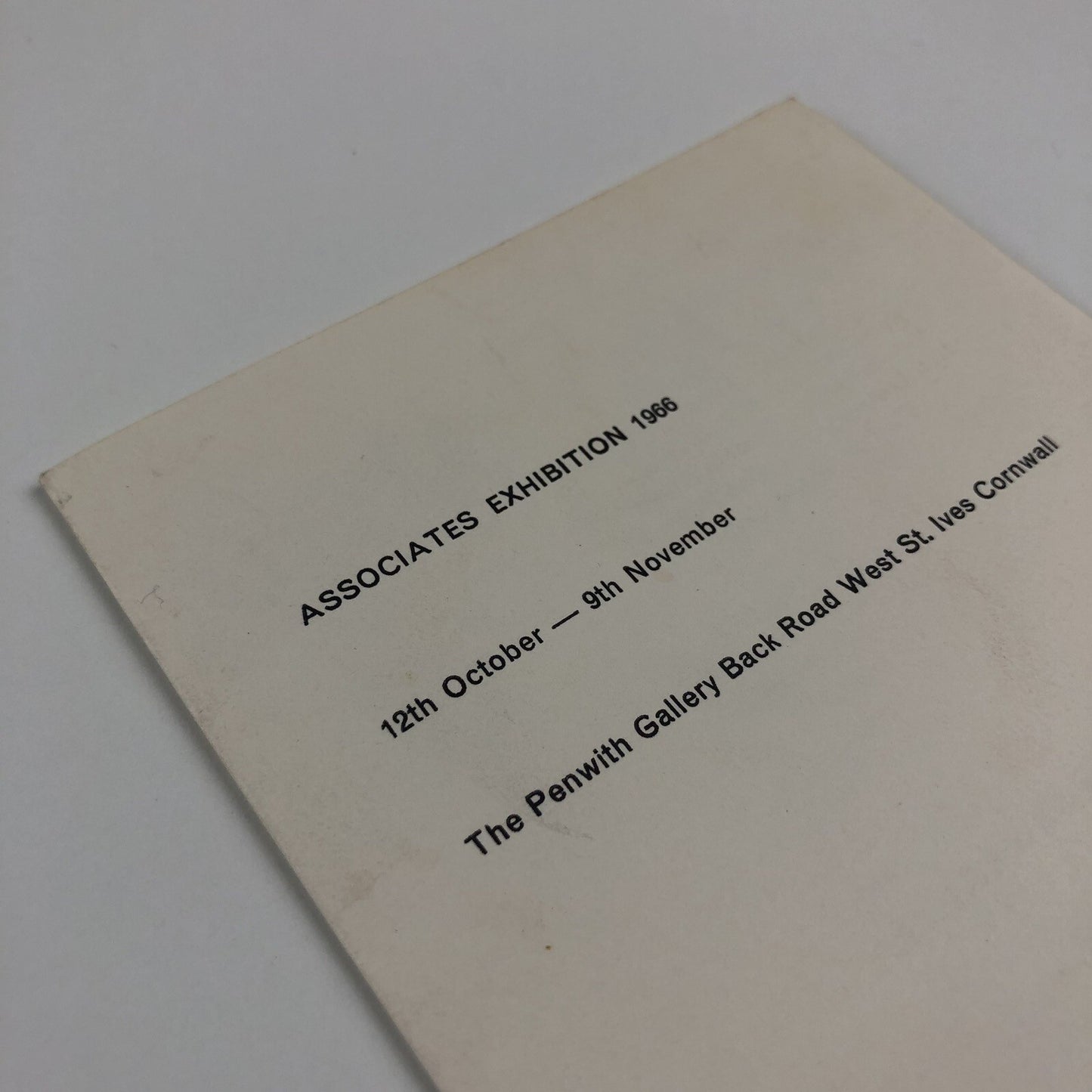 Folded card – The Penwith Society of Arts Associates Exhibition, 1966 St Ives