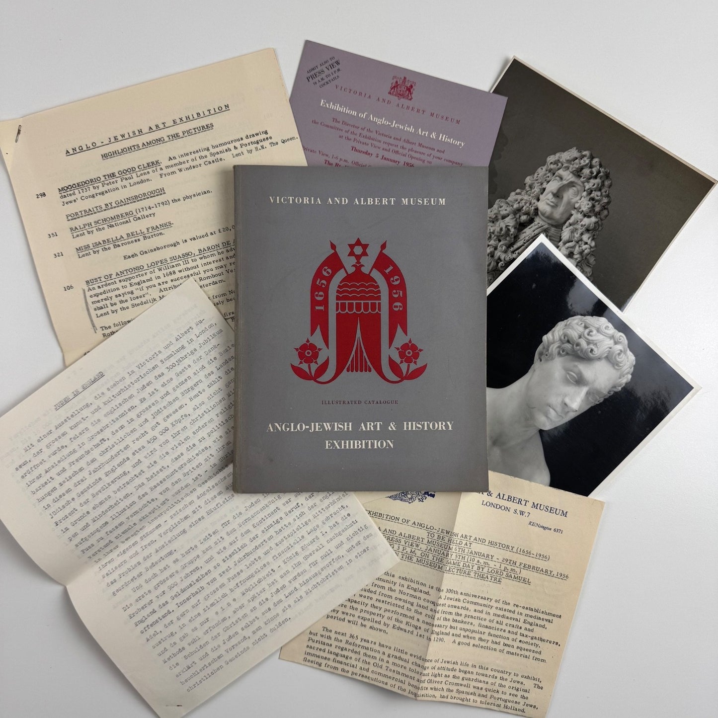 Anglo-Jewish Art & History Exhibition | V&A, 1956 + related ephemera, including press release and press view invitation