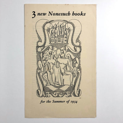 3 new Nonesuch books for the Summer of 1934 | Promotional leaflet, Nonesuch Press