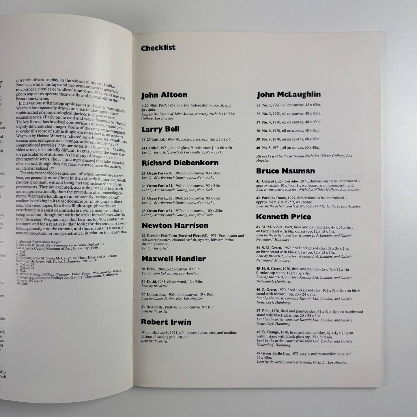 11 Los Angeles Artists | Arts Council, Hayward Gallery, 1971
