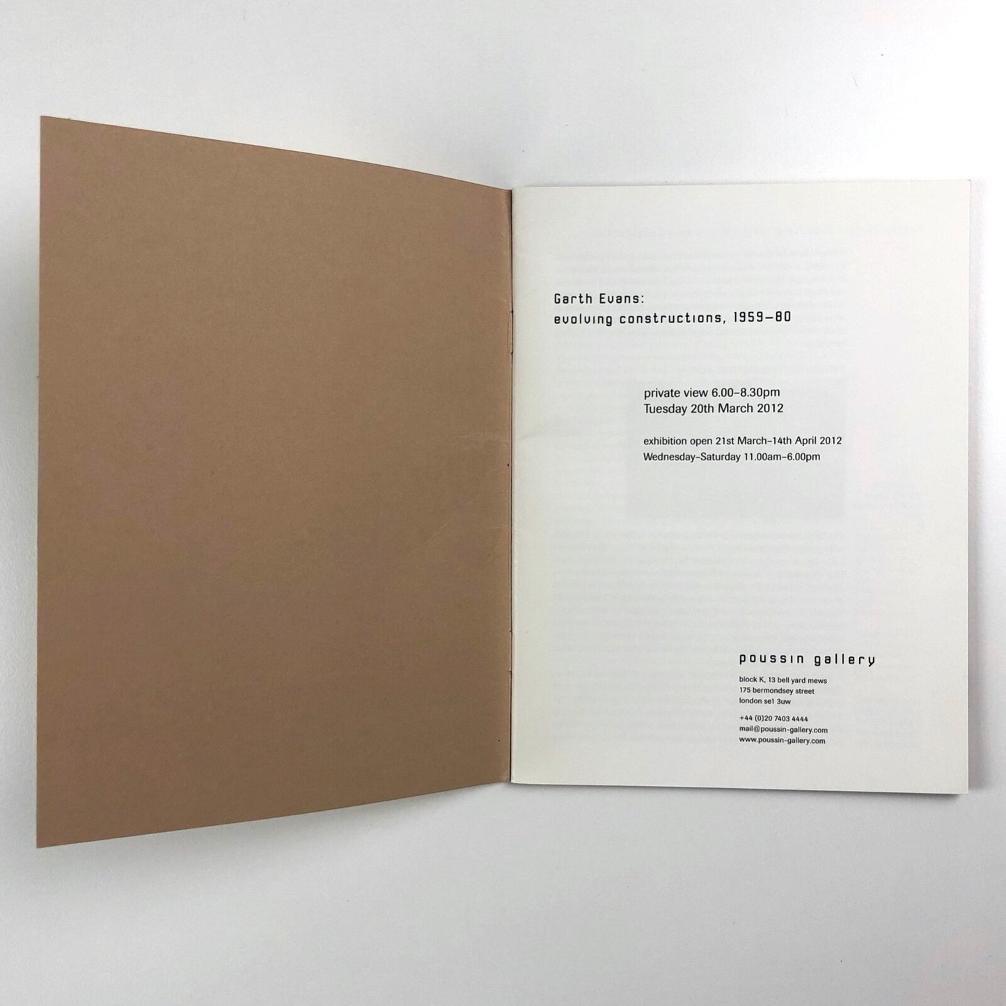 Garth Evans: evolving constructions, 1959-80 Poussin Gallery London 2012