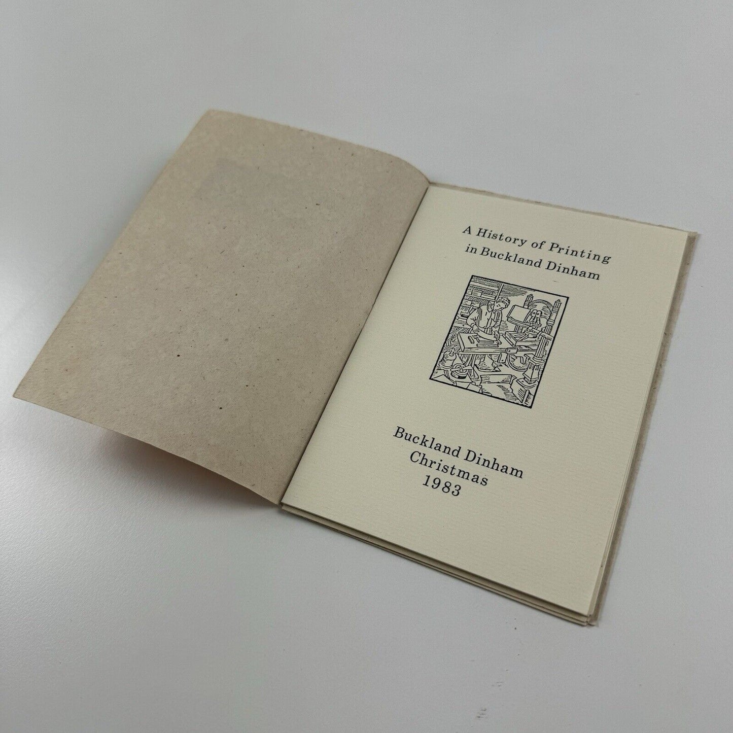 A History of Printing in Buckland Dinham by Tony Appleton | Christmas 1983 | blank pages throughout | limited edition this 30/100