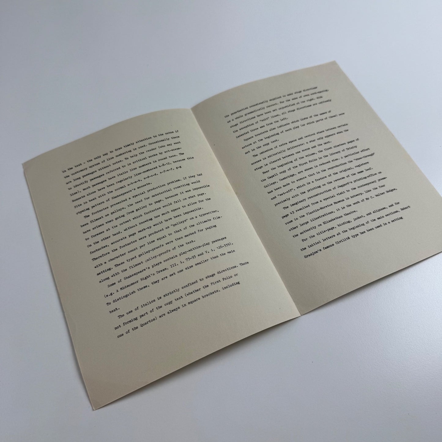 Leaflet: notes by Hans Schmoller on the Complete Pelican Shakespeare, c.1969