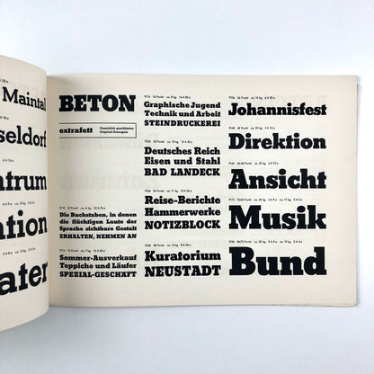 Beton type specimen brochure | Bauersche (Bauer) Giesserei, Frankfurt Am Main