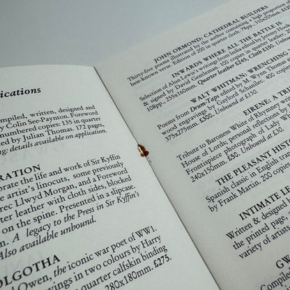 Leaflet Gwasg Gregynog | Books in Print January 2009