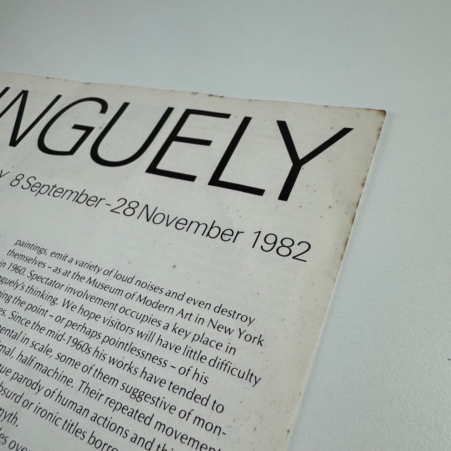 Gallery guide Tinguely |Tate Gallery 1982