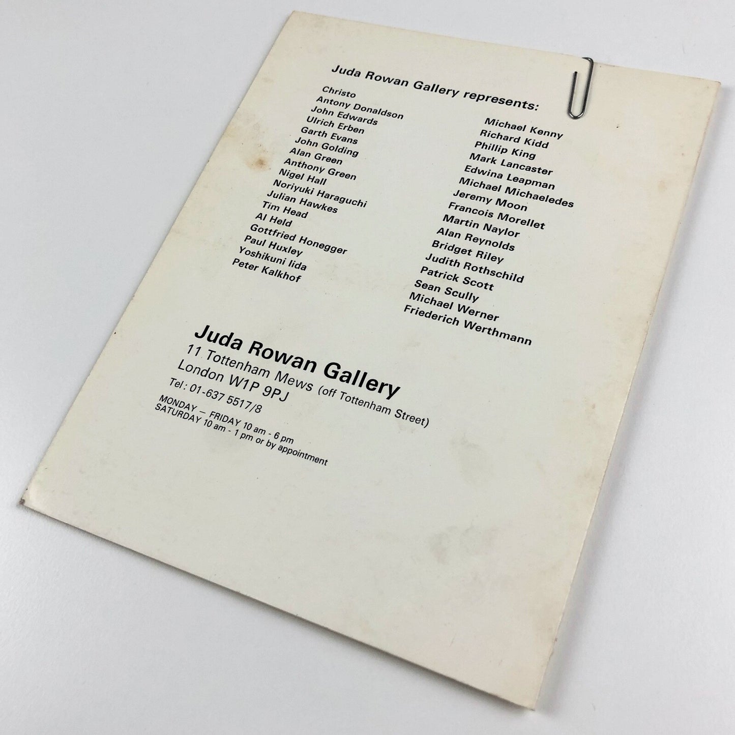 Richard Kidd – Work done in New York 1982-1983 | Juda Rowan Gallery | Folded card and invitation, 1983