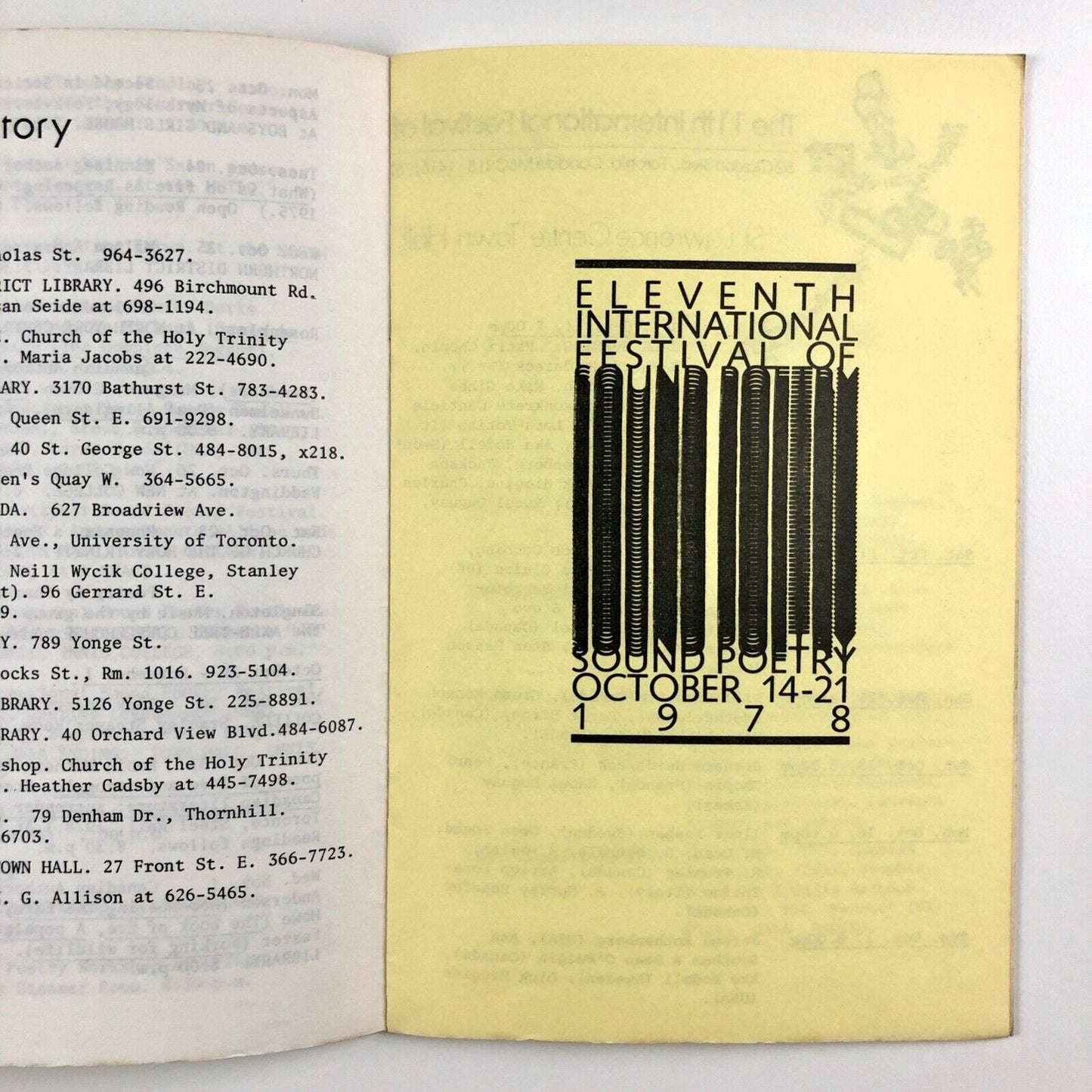 Poetry Toronto Newsletter 34, Oct 1978 | Festival of Sound Poetry | Lawrence Upton