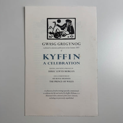 Prospectus for Kyffin A Celebration. Edited by Derek Llwyd Morgan | Gwasg Gregynog