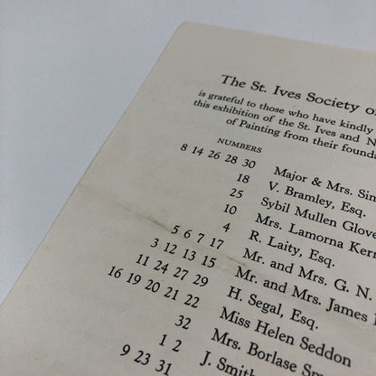 St Ives Society of Artists | Winter Exhibition catalogue leaflet, 1970-71 | Newlyn artists