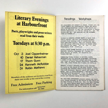 Poetry Toronto Newsletter 34, Oct 1978 | Festival of Sound Poetry | Lawrence Upton