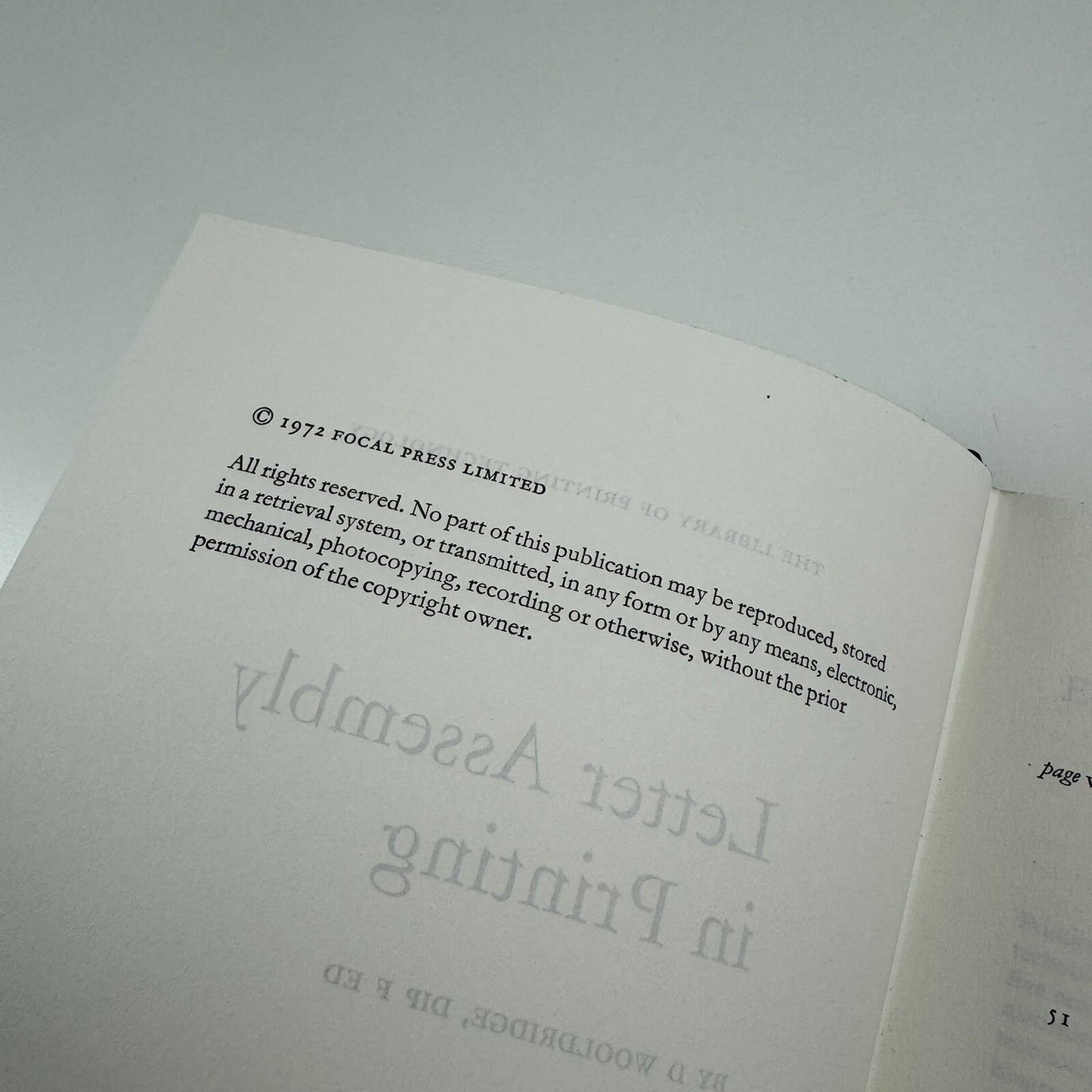 Letter Assembly in Printing by D. Wooldridge | Focal Press, London & New York, 1972