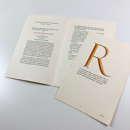 Prospectus for Alphabetum Romanum Felice Feliciano| G. Mardersteig Officina Bodoni, c. 1960
