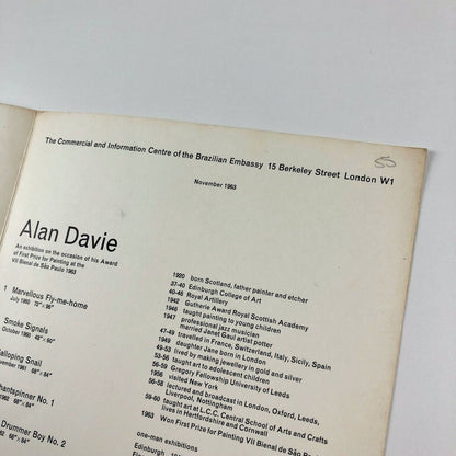Alan Davie | Exhibition leaflet, Brazilian Embassy London | Sãu Paulo Bienal, 1963